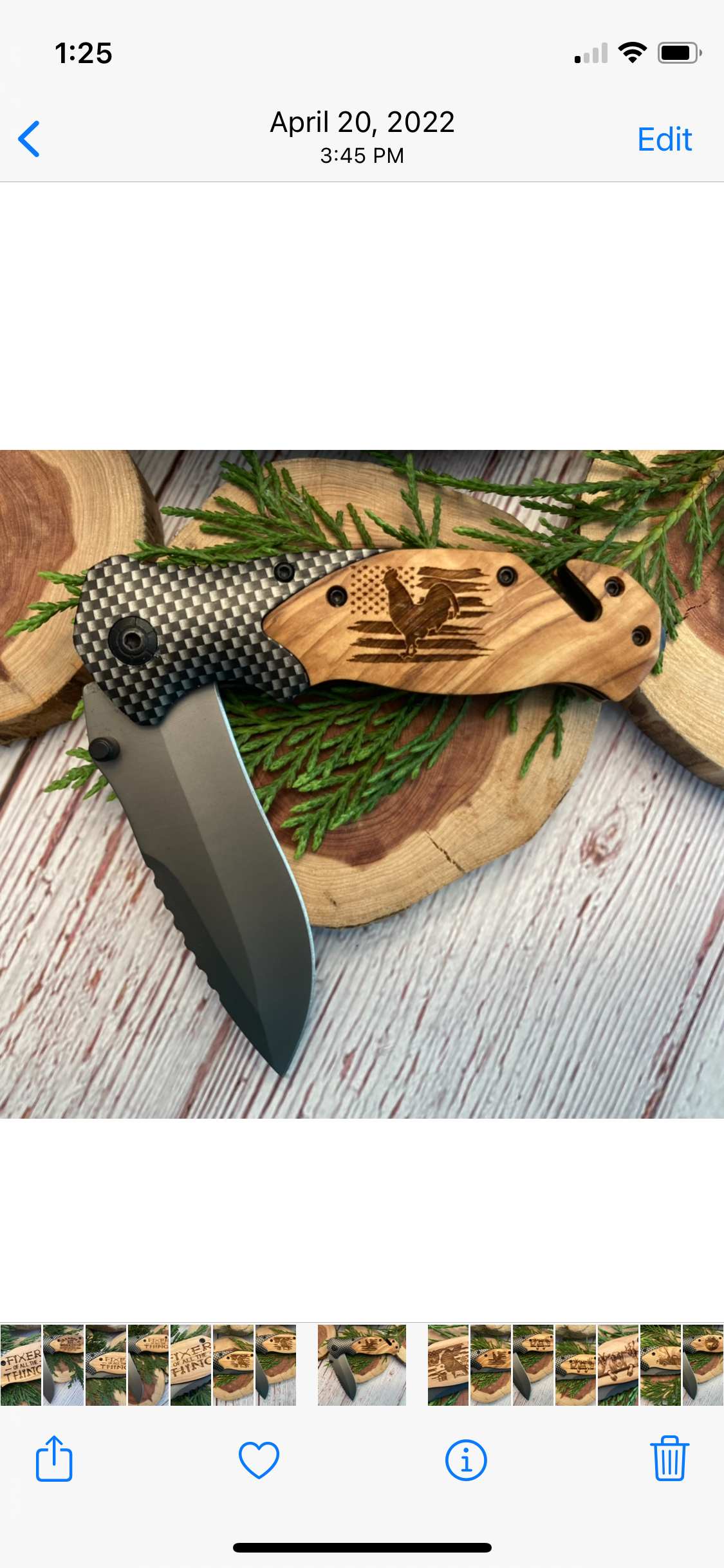 Rooster on a Flag Knife