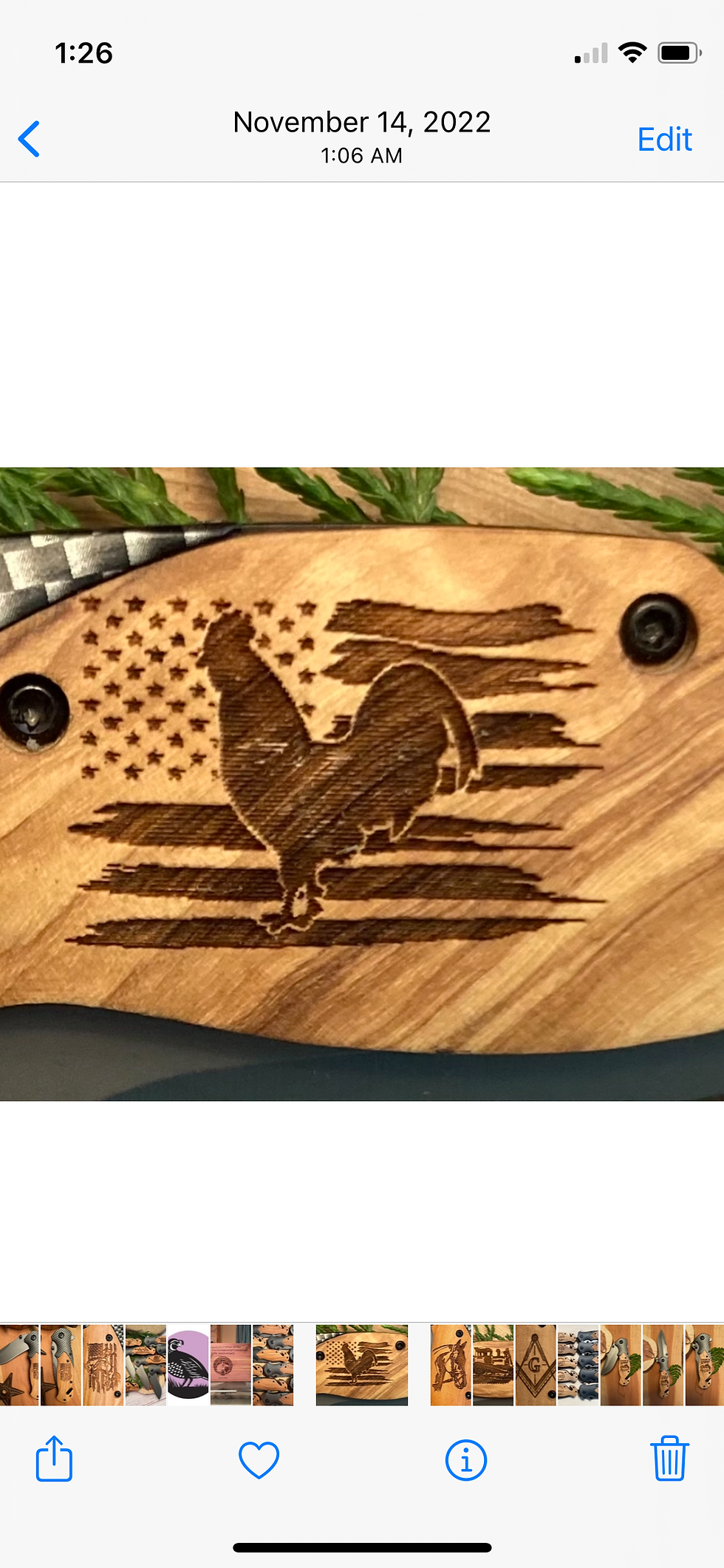 Thumbnail: Rooster on a Flag Knife
