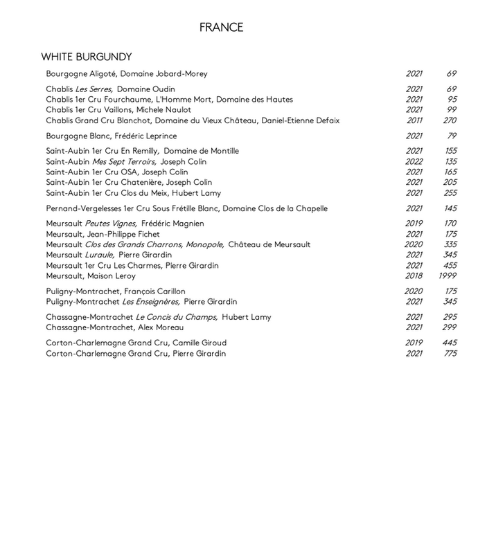 Shmone Wine Menu September 2025