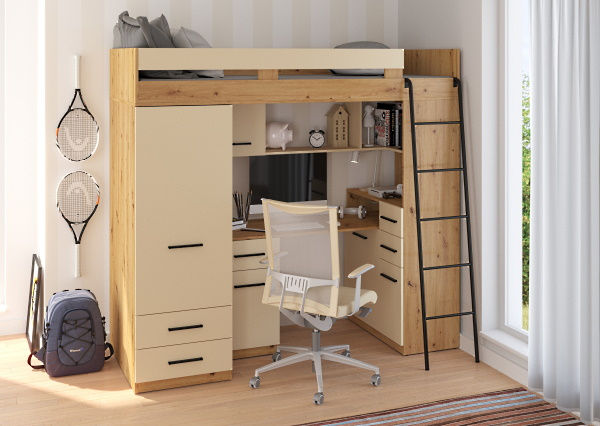 תמונה ממוזערת: Кровать-галерея со столом и шкафом, модель SMYK P