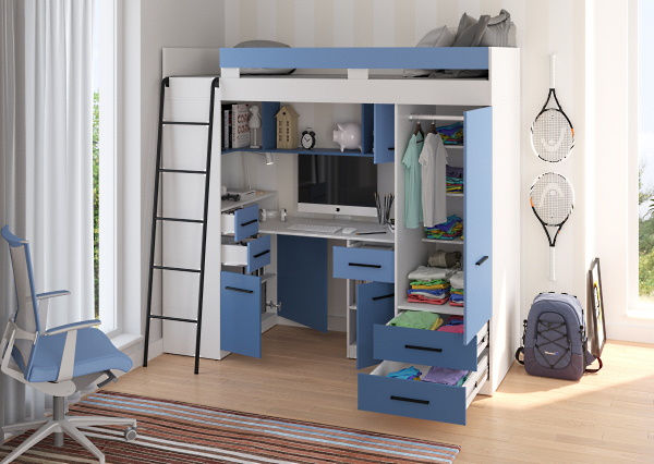 תמונה ממוזערת: Детский уголок с кроватью столом и шкафом SMYK L