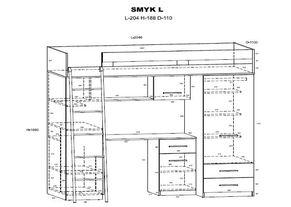 תמונה ממוזערת: Детский уголок с кроватью столом и шкафом SMYK L