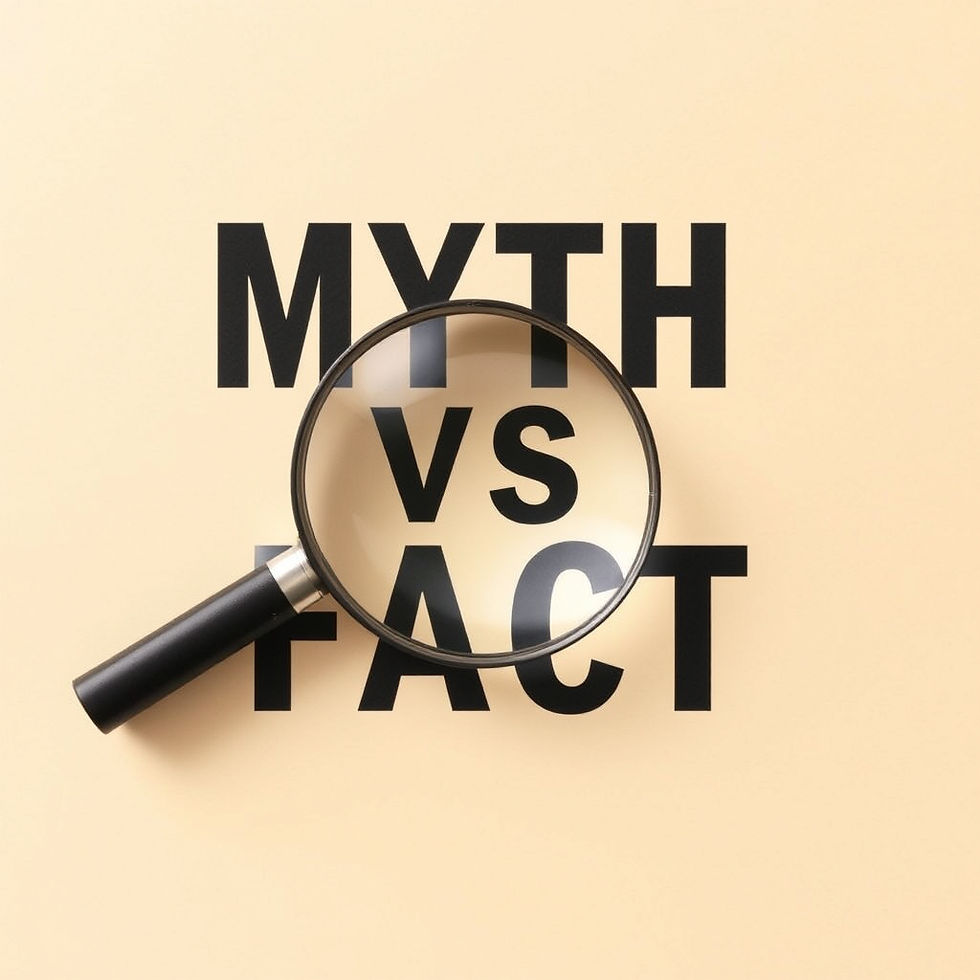 Myth vs Fact on Beige background with Magnifying Glass
