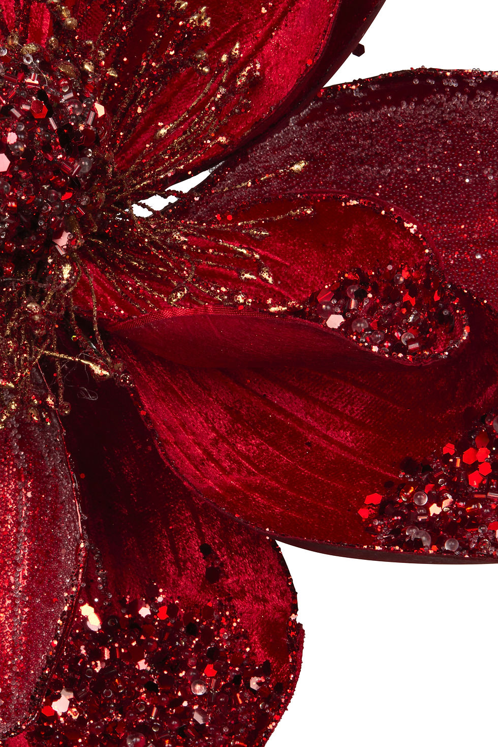 Thumbnail: Christmas Flower- 25cm Christmas Red Magnolia with Short Stem & Clip