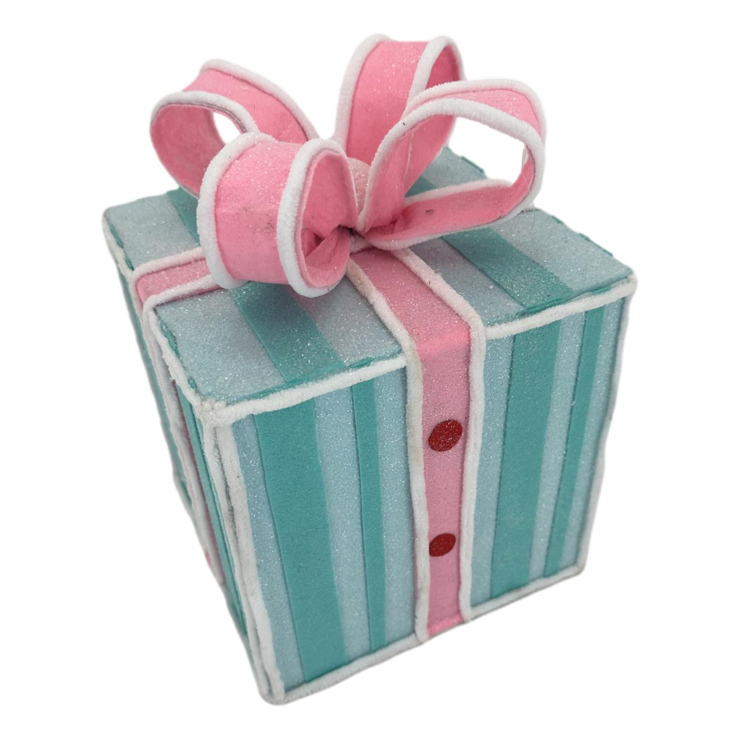Christmas Decoration - Blue Pink Bow Giftbox
