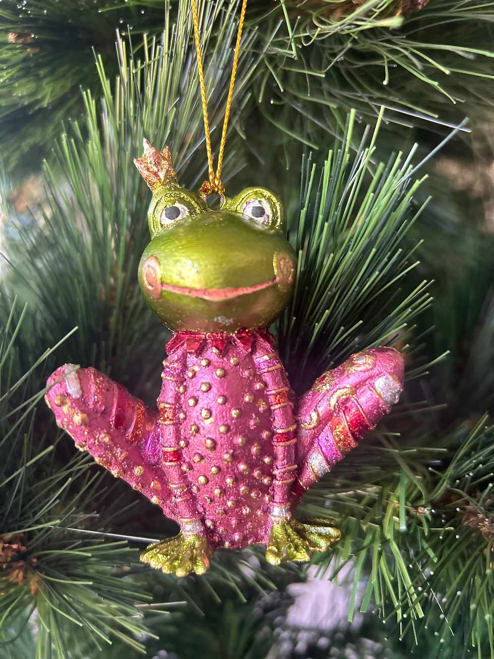 Thumbnail: Christmas Tree Decoration- Frog Princess, Hand Sculpted