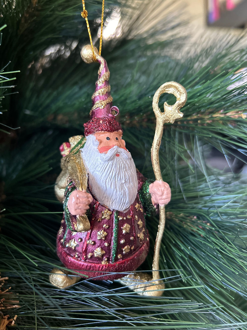 Thumbnail: Christmas Tree Decoration- Santa with Star Staff, Hand Sculpted