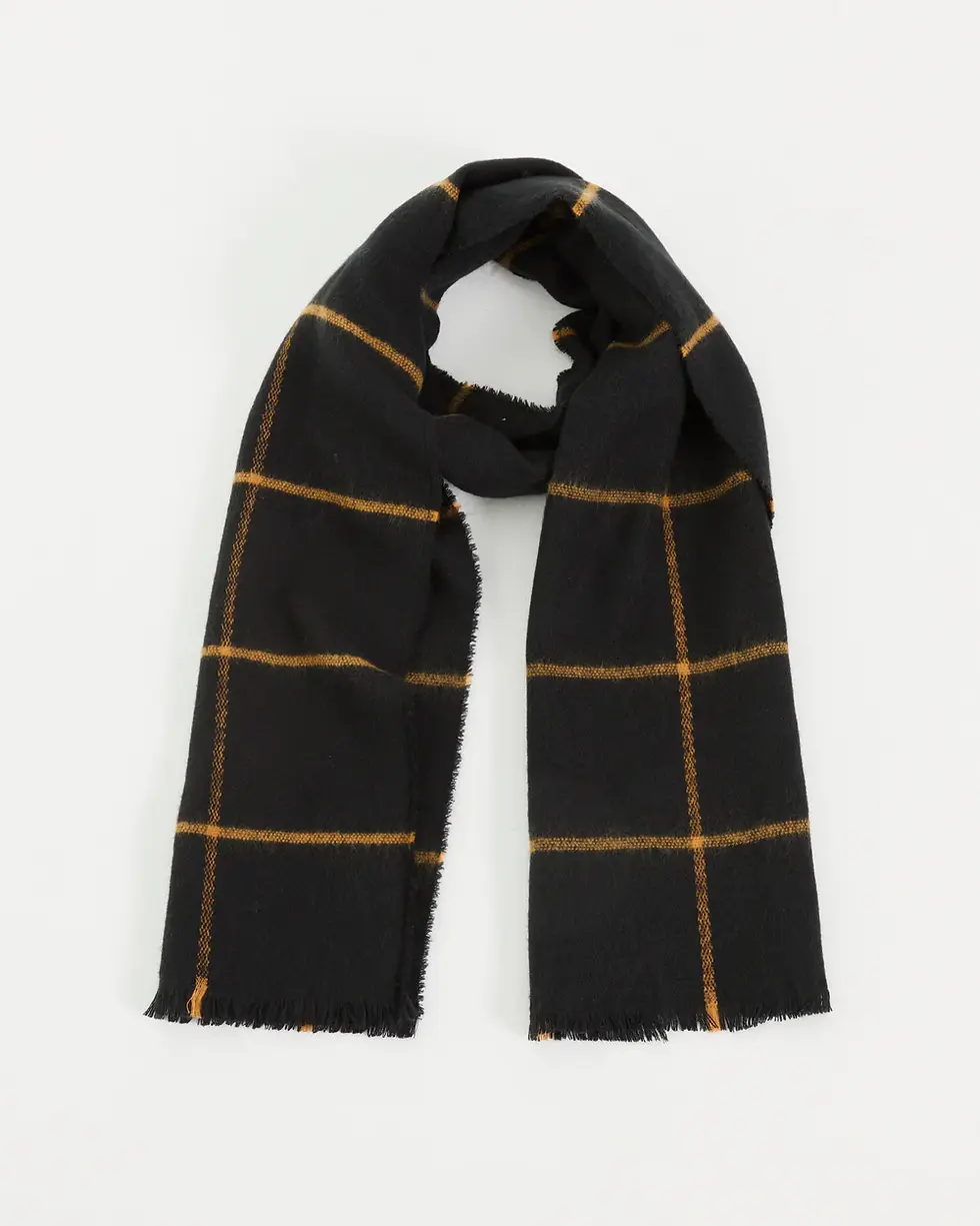 Miniatura: Lenço xadrez bicolor com franjas curtas.