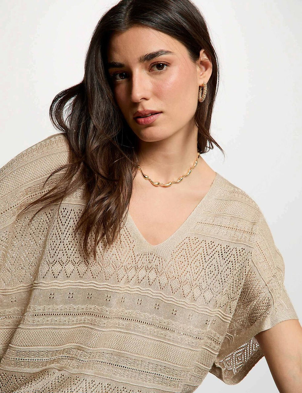 Miniatura: Camisola oversized com decote em V tricot Morgan de Toi