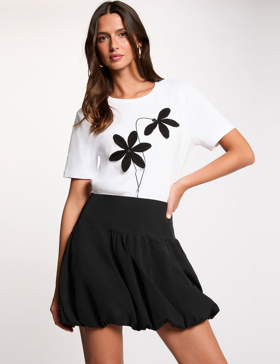 T-shirt flor preta Morgan de Toi