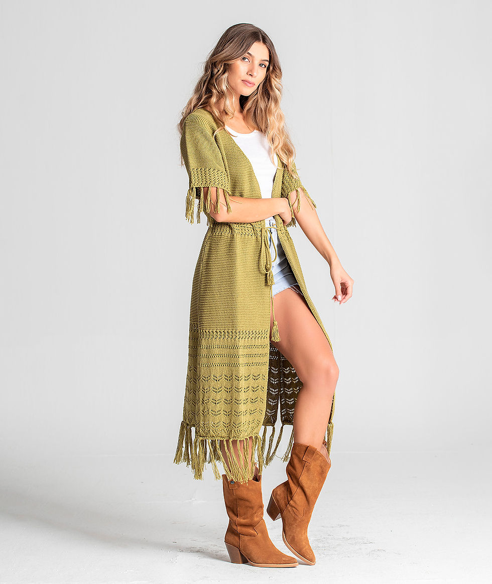 Miniatura: Ruga | Casaco perfurado com cinto