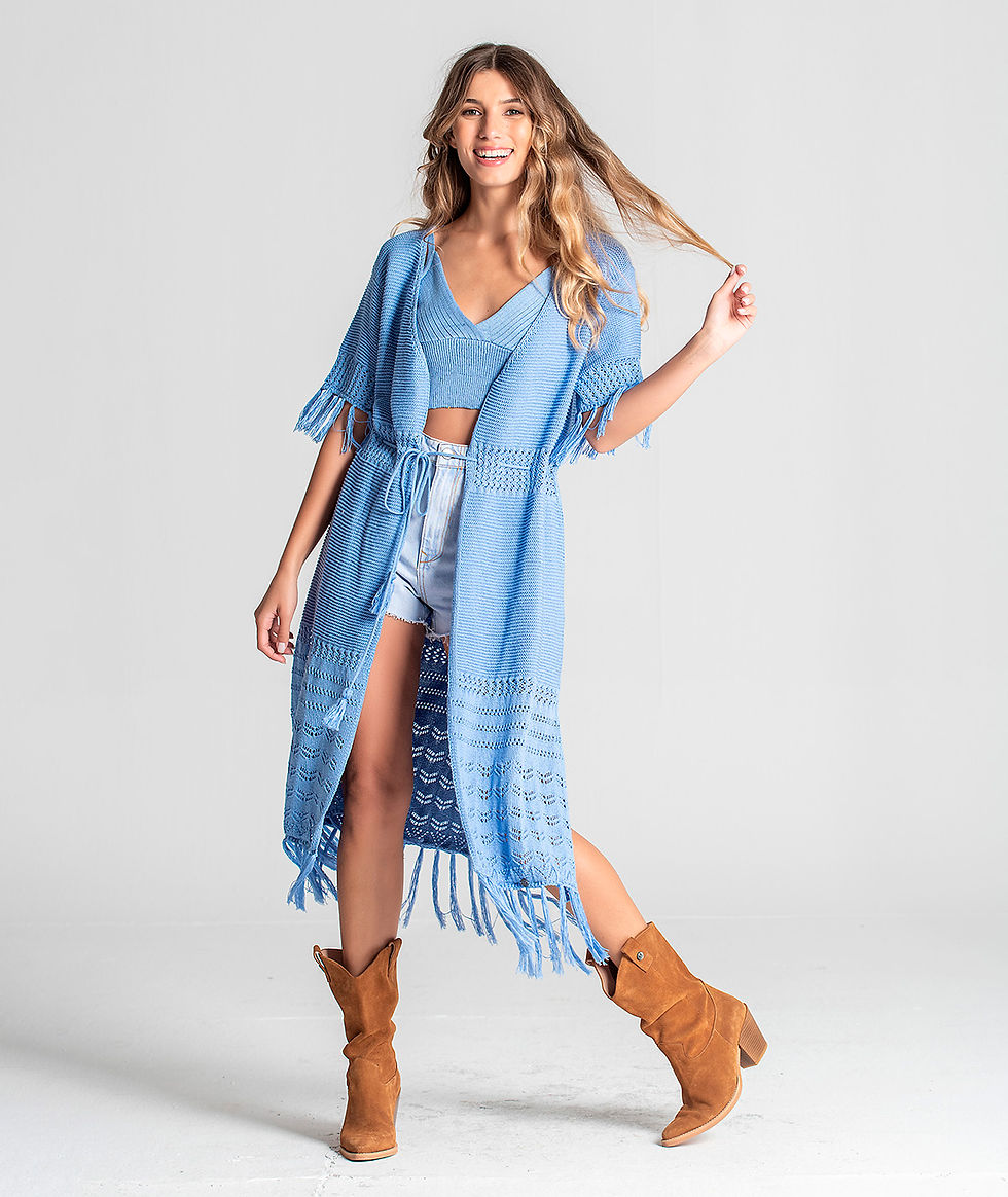 Miniatura: Ruga | Casaco perfurado com cinto