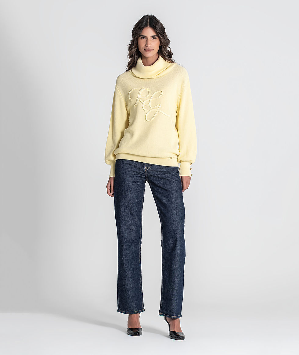 Camisola amarelo manteiga gola alta nova coleção Ruga