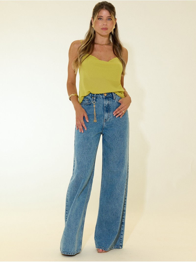 Top drapeado em lima nova coleção Scripta