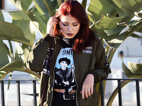 group tee and green bomber