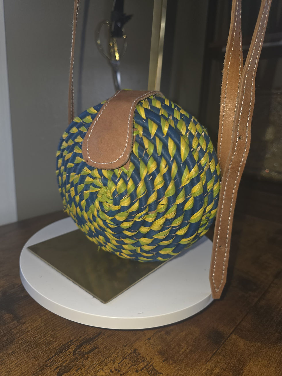 Straw Shoulder Bag Handmade Green