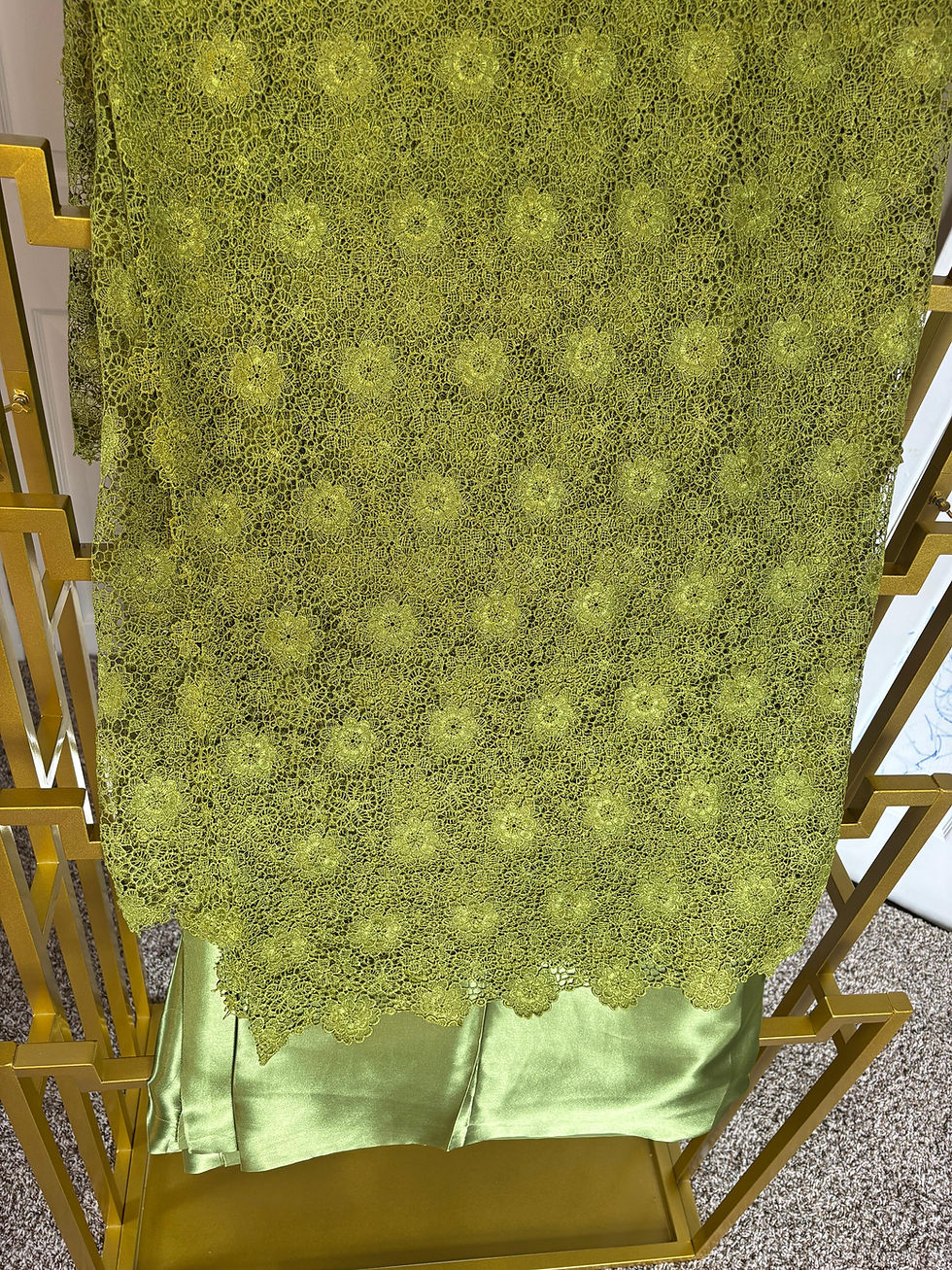 Thumbnail: GUIPURE FABRIC GREEN DUBAI - Premium Embroidered Lace Fabric