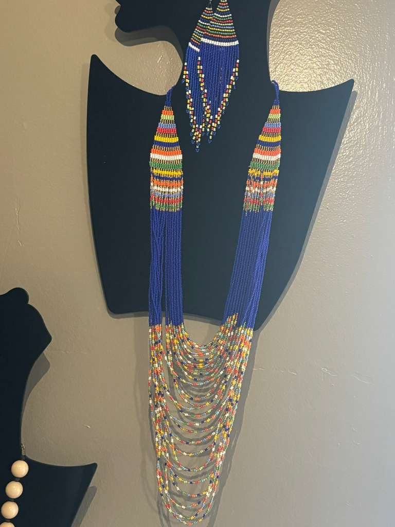 Miniature : African Beaded Necklaces Zulu blue