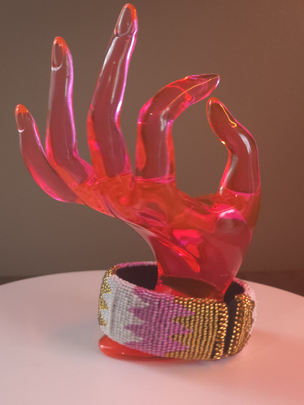 Thumbnail: Beaded Zulu Bangle bracelet Pink