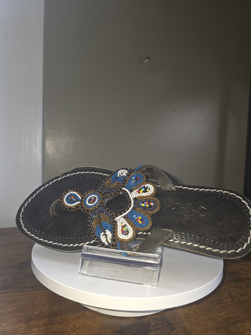 Miniature : Authentic Leather Beaded Shoes handmade Magma