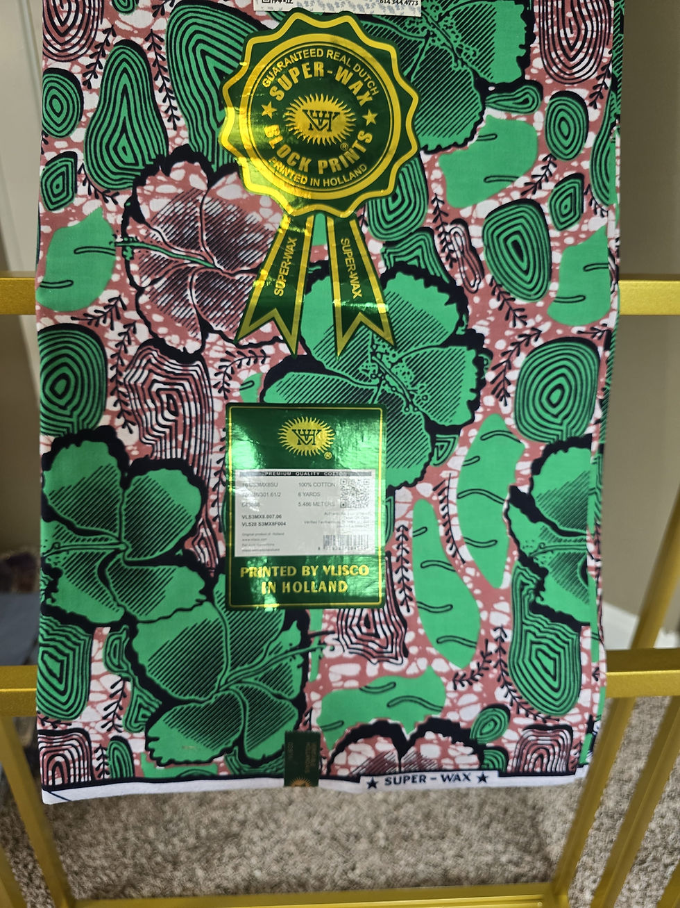 Miniature : WAX VLISCO HOLLANDAIS GREEN flower - Premium Super WAX