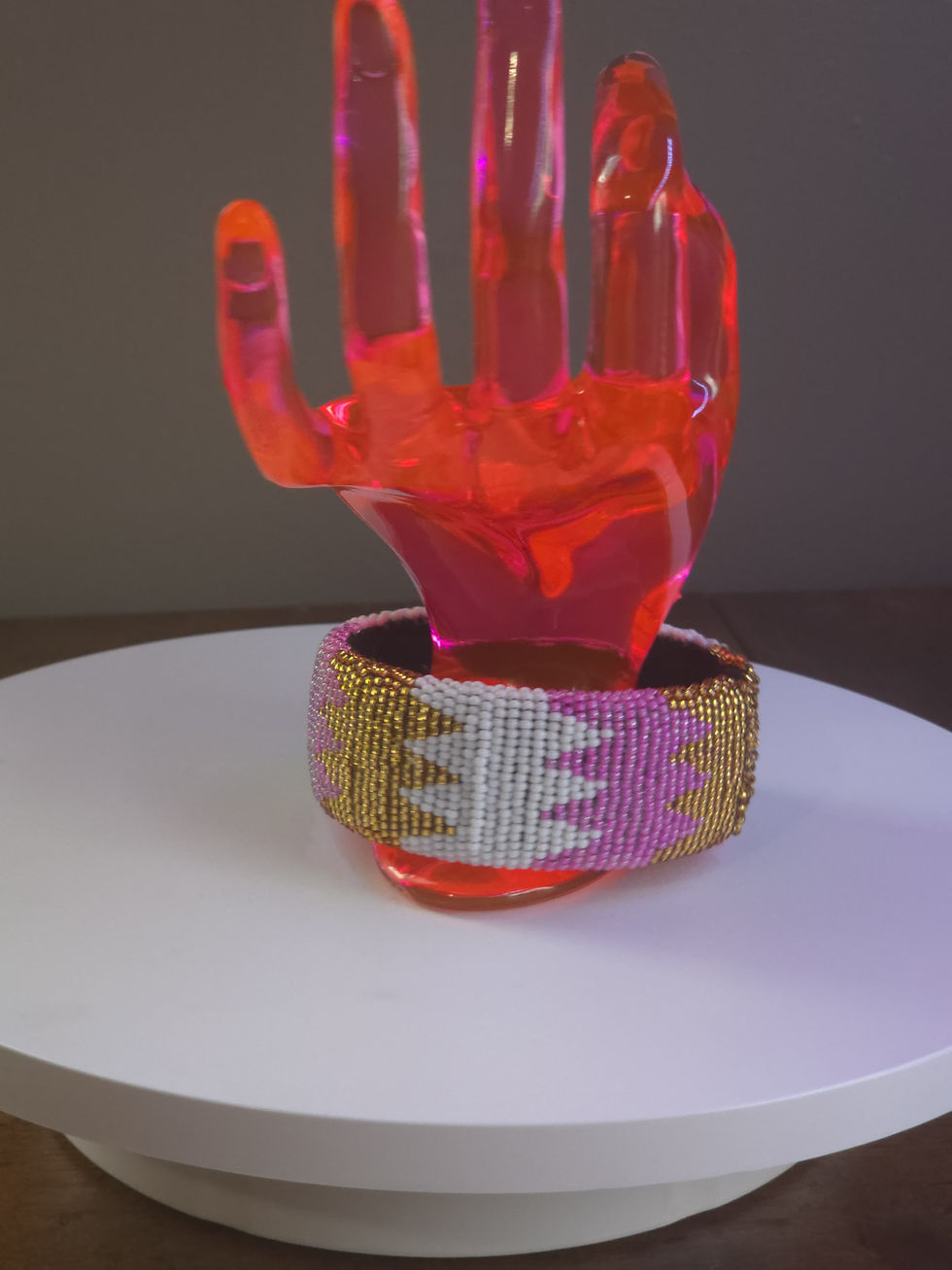 Thumbnail: Beaded Zulu Bangle bracelet Pink
