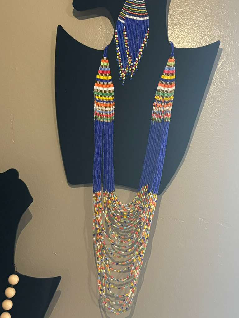 Miniature : African Beaded Necklaces Zulu blue