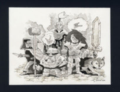 Band of Adventurers Ink Drawing