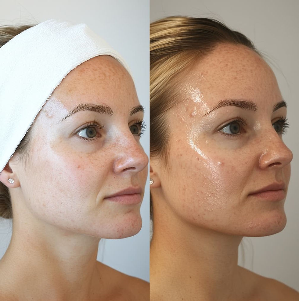 Microneedling Kent before and after results showing woman with clear skin transformation at Juvenology Clinic