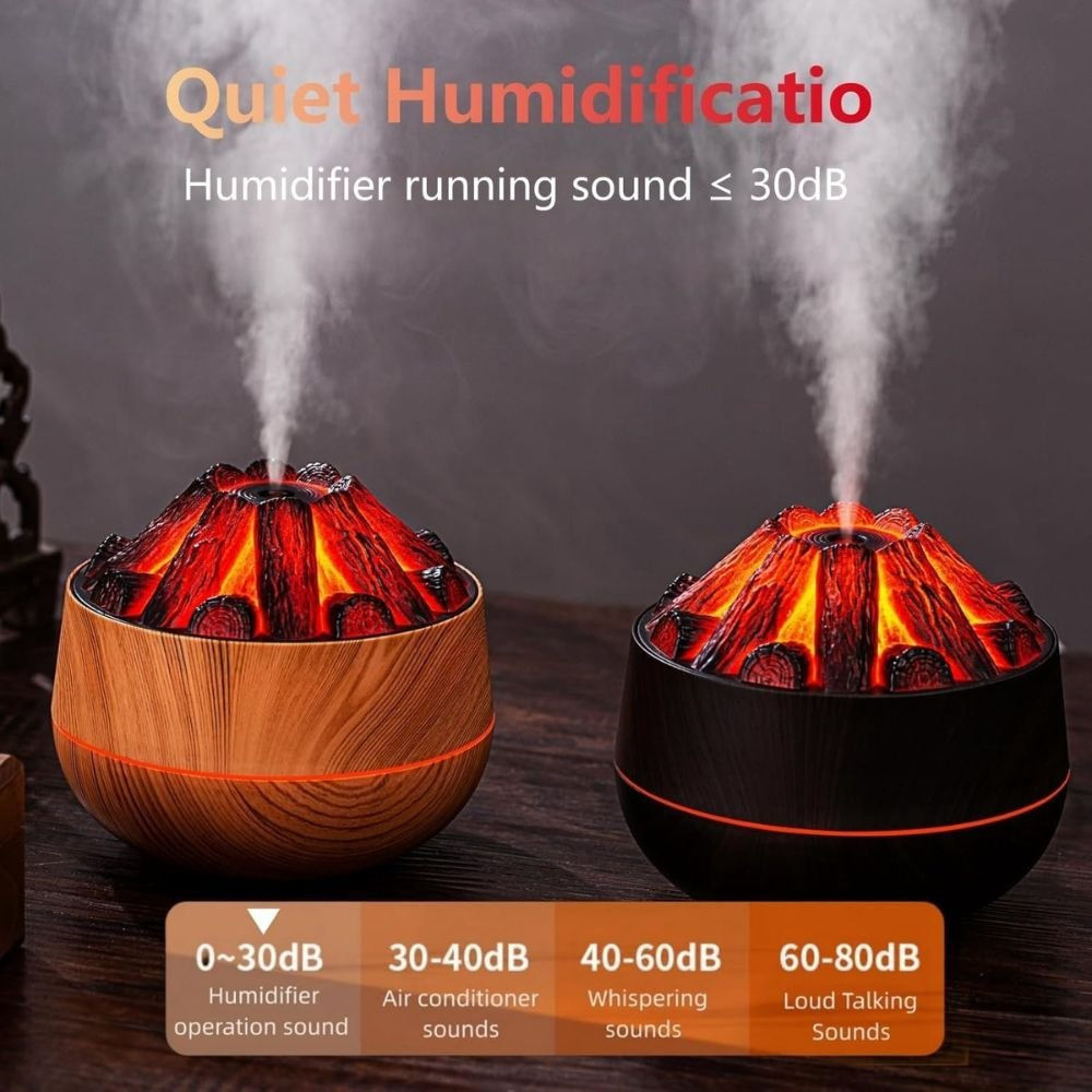 Charcoal Fire LED Aromatherapy Diffuser - Dark Wood