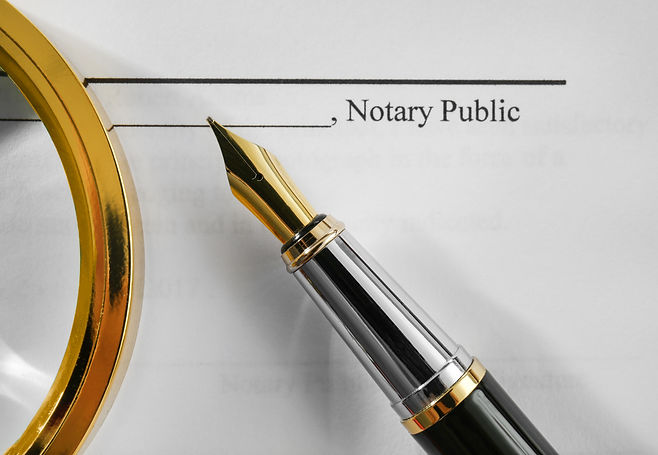 Notary public document, magnifier and fo