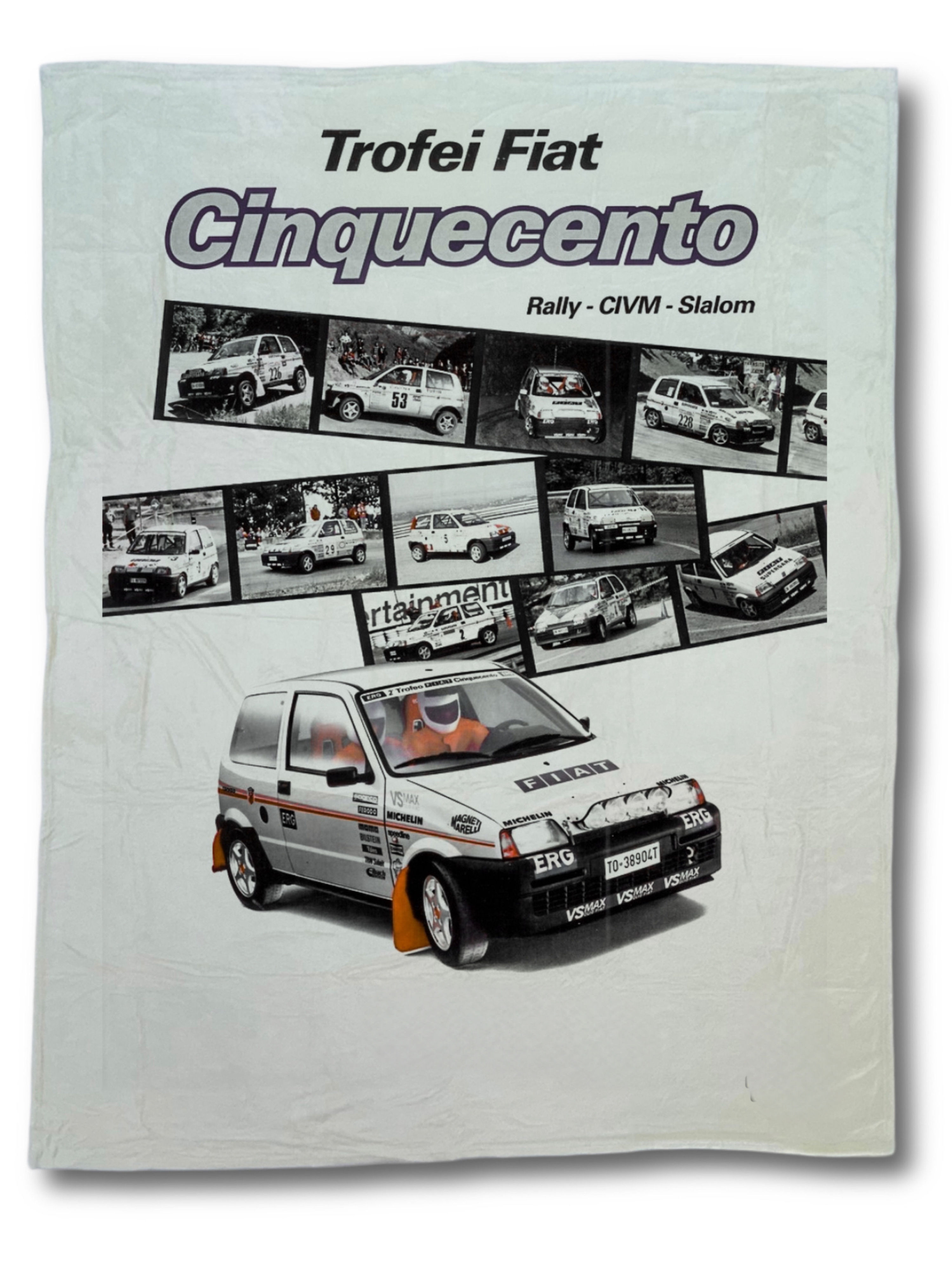 FIAT Cinquecento Rally CIVM Sislom, racing car, image with vintage background, Cinquecento Trofeo.
