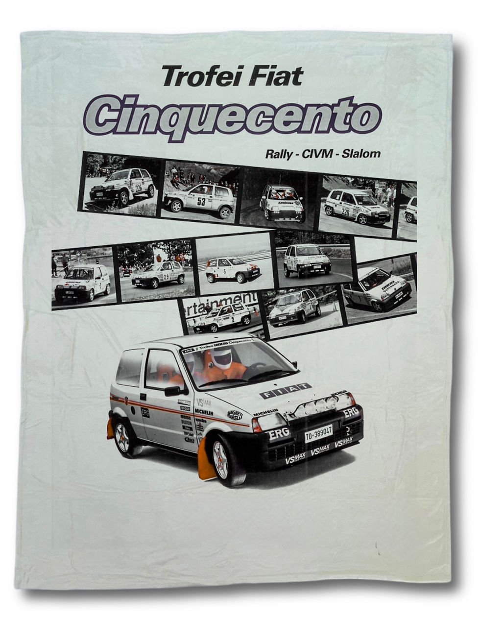 FIAT Cinquecento Rally CIVM Sislom, racing car, image with vintage background, Cinquecento Trofeo.