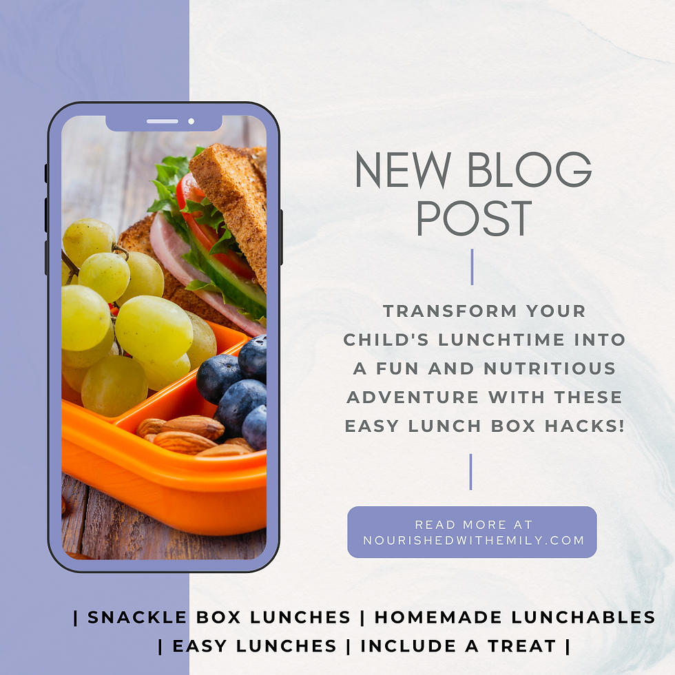 Graphic with phone with picture of a lunch box and description
