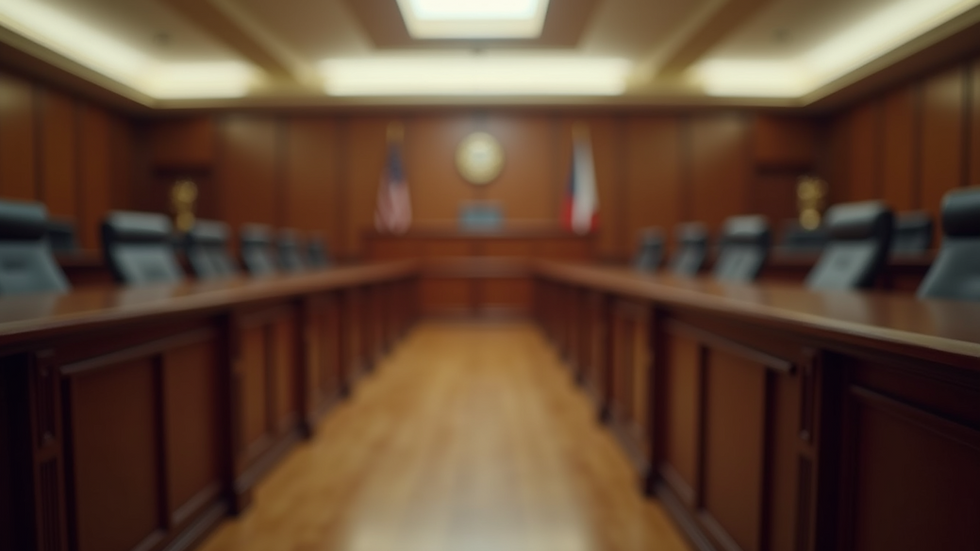 Eye-level view of a courtroom interior