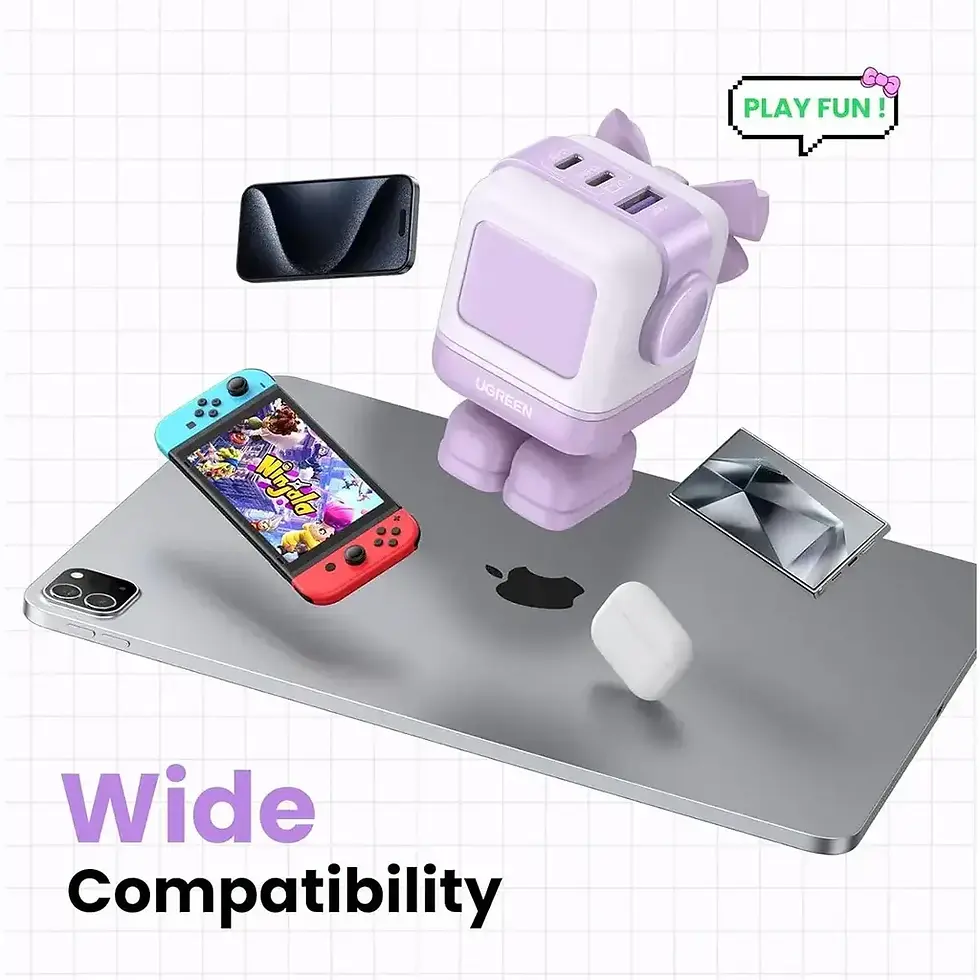Miniatura: UGREEN Cargador Robot Nexode 65W GaN USB-C Pantalla LED Morado #35314