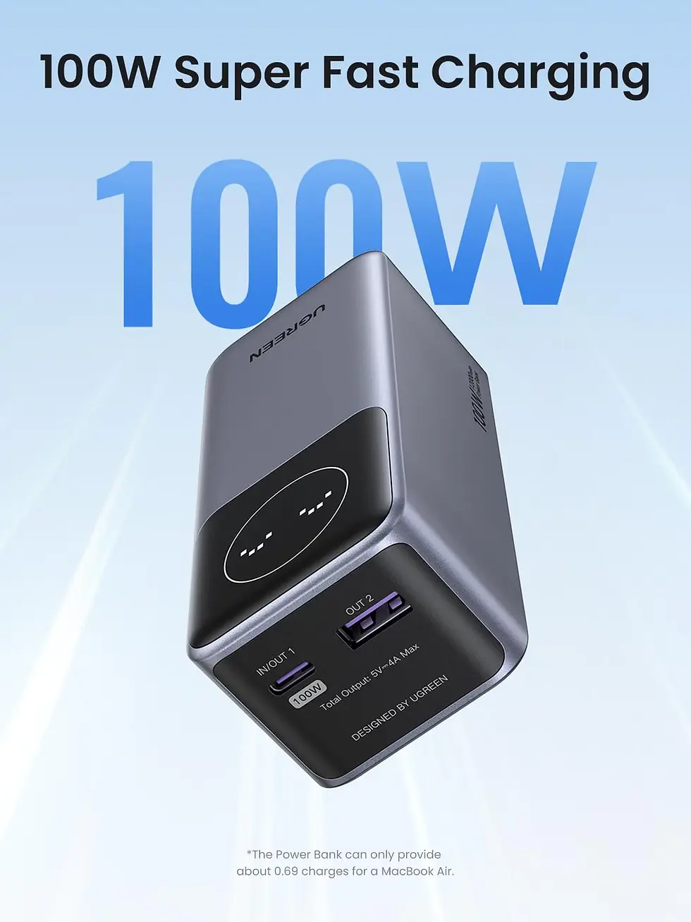 Miniatura: UGREEN Batería Portátil power bank Nexode 100W 12.000mAh Pantalla Digital #35526