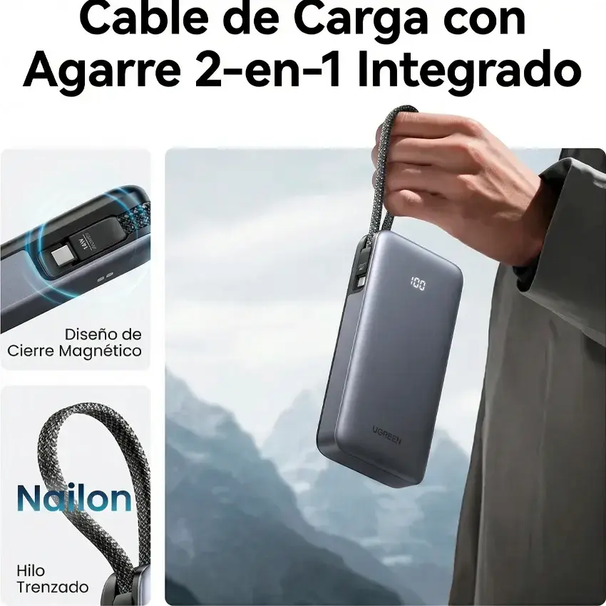 Miniatura: Power Bank UGREEN 20.000mAh 30W con Cable USB-C Integrado #55985b