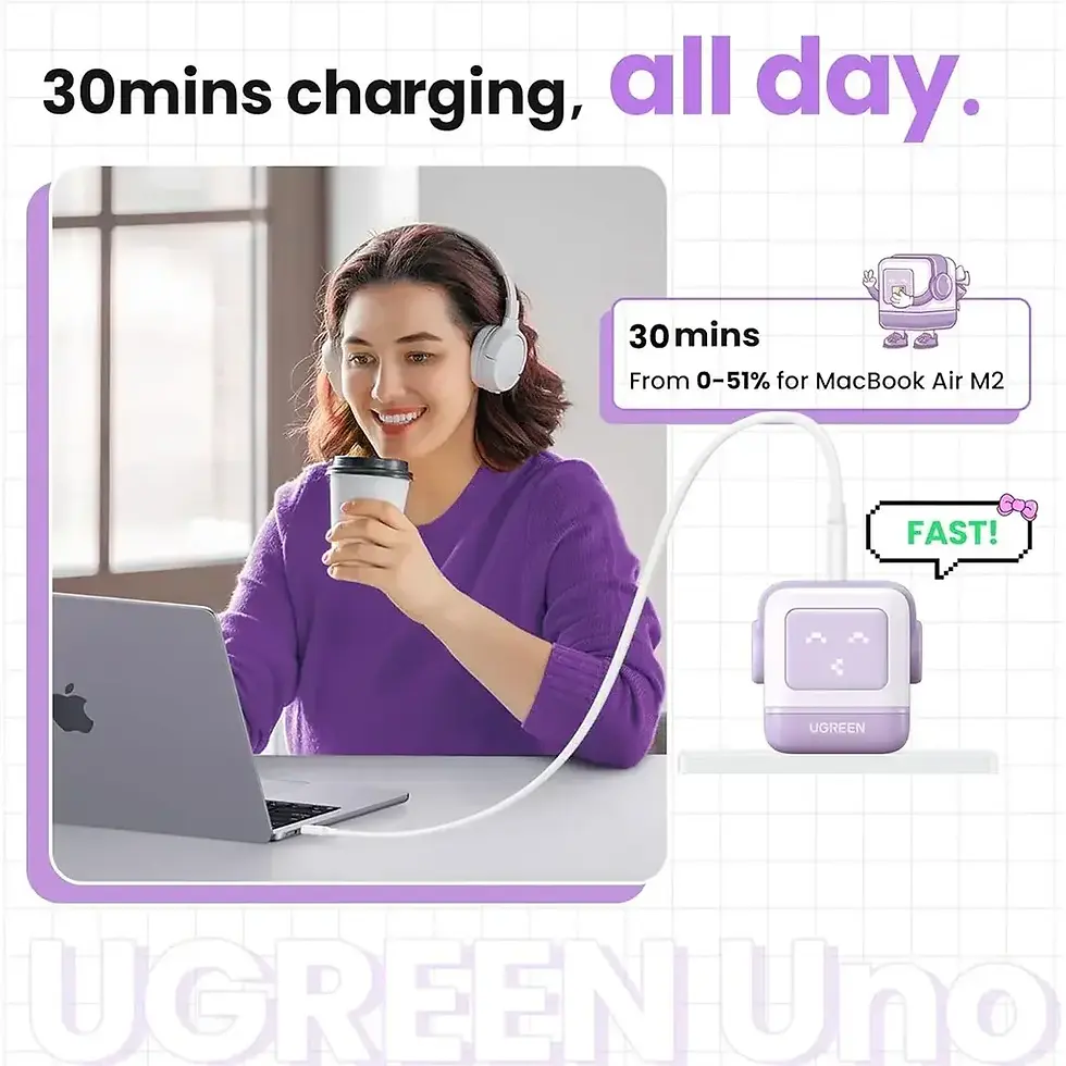 Miniatura: UGREEN Cargador Robot Nexode 65W GaN USB-C Pantalla LED Morado #35314