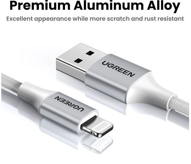 Miniatura: UGREN Cable de carga y datos USB 2.0 a Lightning 1m para iPhone, iPad #60161