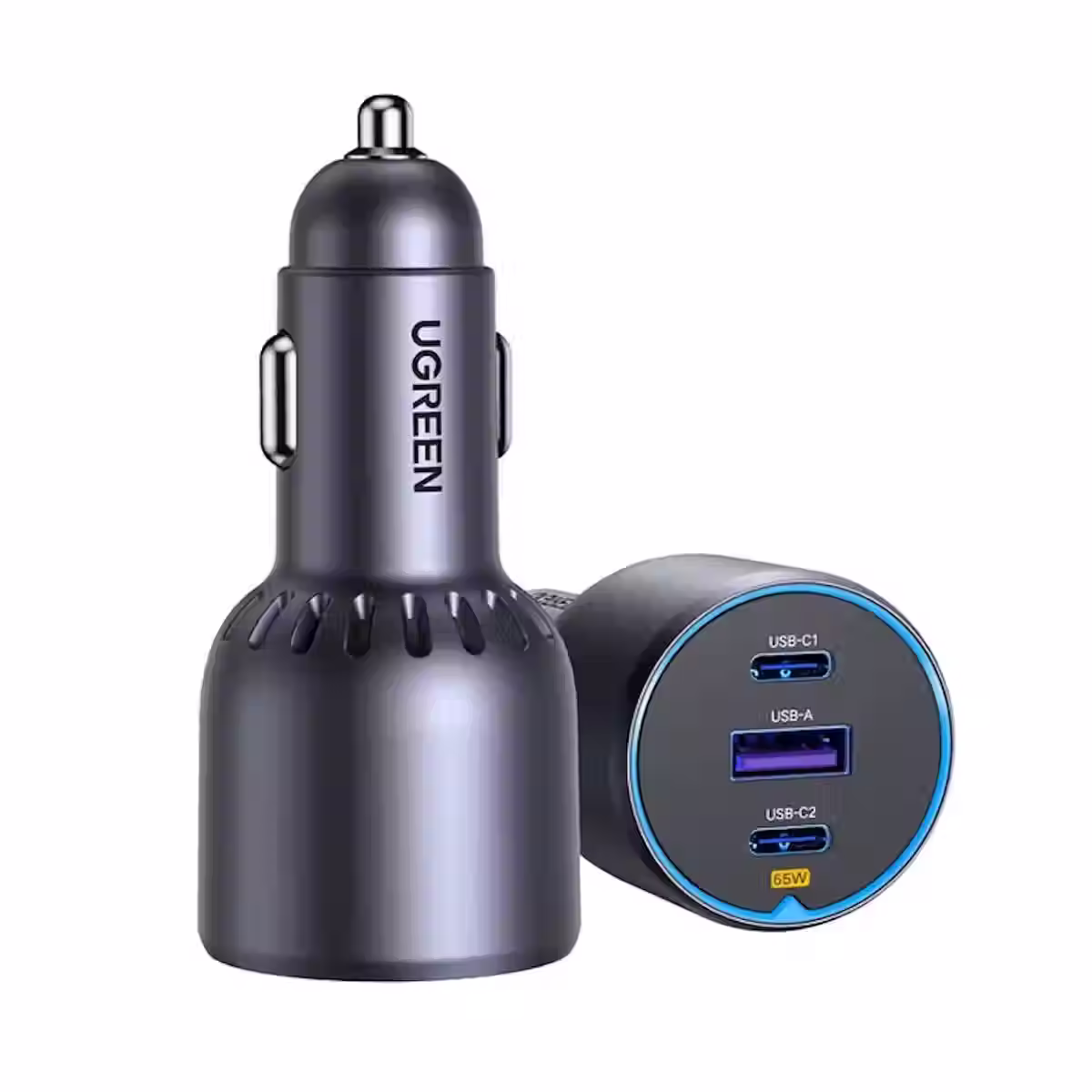 UGREEN Cargador de Auto Metálico 75W Triple Puerto 2x USB-C y 1x USB-A #35024