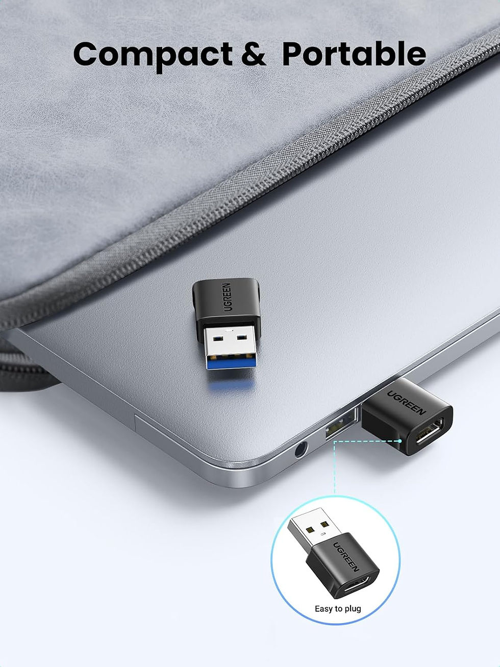 Miniatura: UGREEN convertidor USB a USB C 10Gbps carga tipo C iPhone 16 15 Samsung #45299