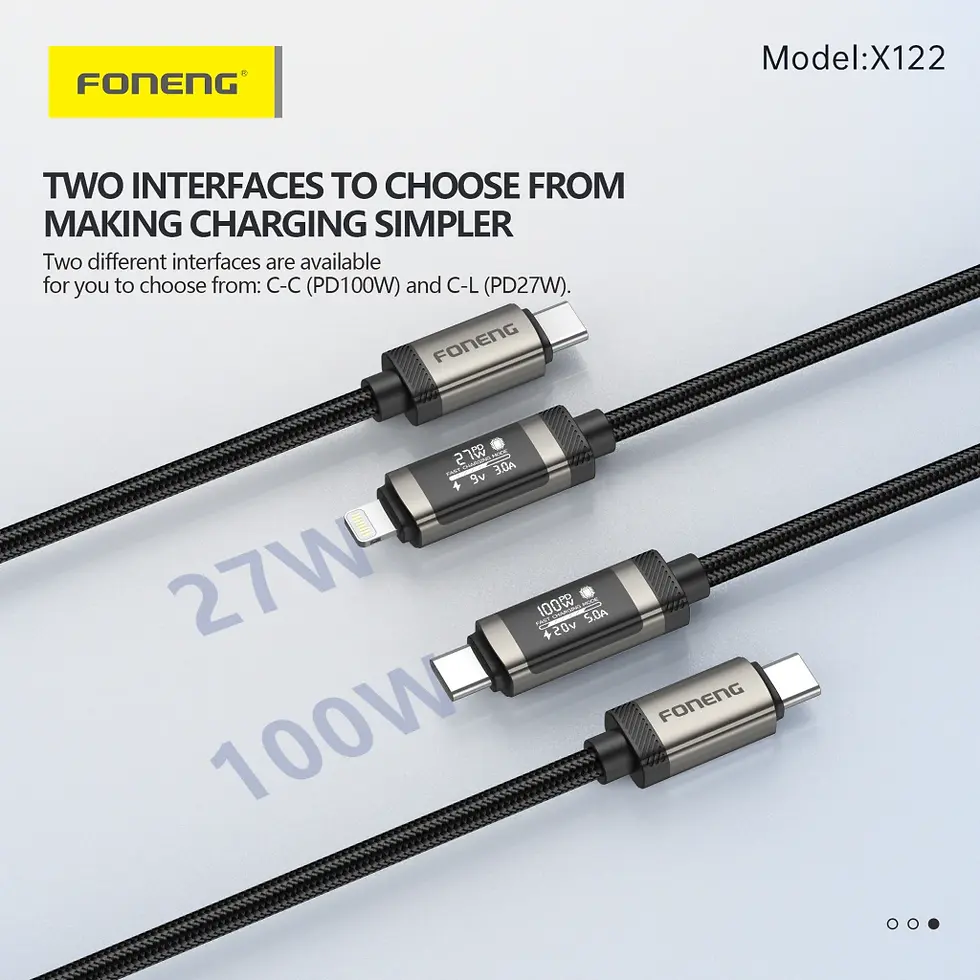 Miniatura: FONENG Cable Carga Rápida Pantalla 100W E-Marker Metal Trenzado 1.2m Tipo C X122