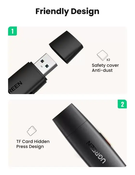 Miniatura: UGREEN Lector De Tarjetas memorias  Sd Usb 3.0 & Tipo C Tf Sd Ugreen #80191
