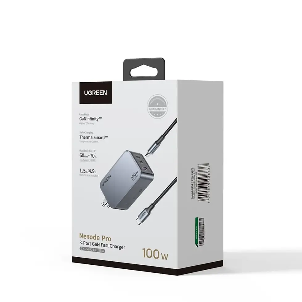 Miniatura: UGREEN Cargador Nexode Pro 100W GaN 3 Puertos con Cable USB-C #25873