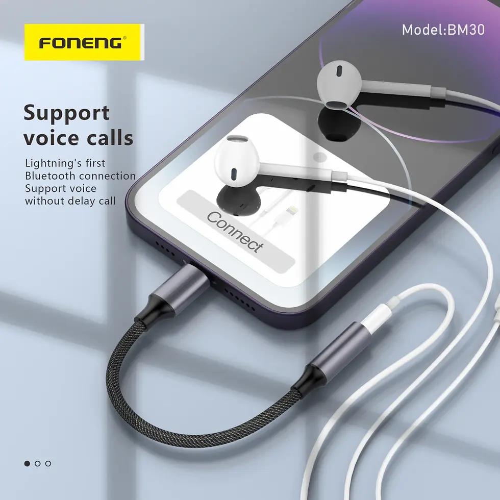 Miniatura: FONENG Adaptador Cable Audio Auxiliar Jack 3.5mm Metálico Trenzado iPhone Samsun