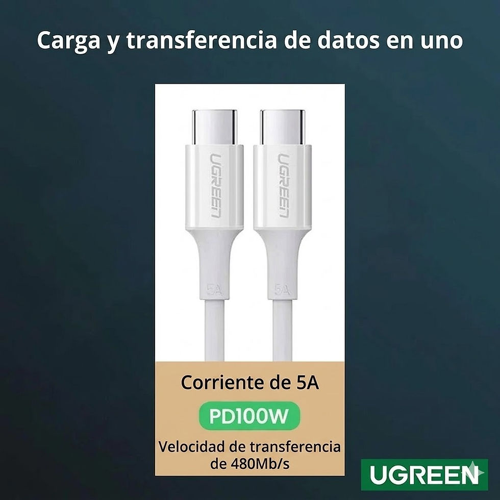 Miniatura: UGREEN Cable de datos y carga tipo C 20v 5A PD 100w iphone 15 16 17 pro max sams