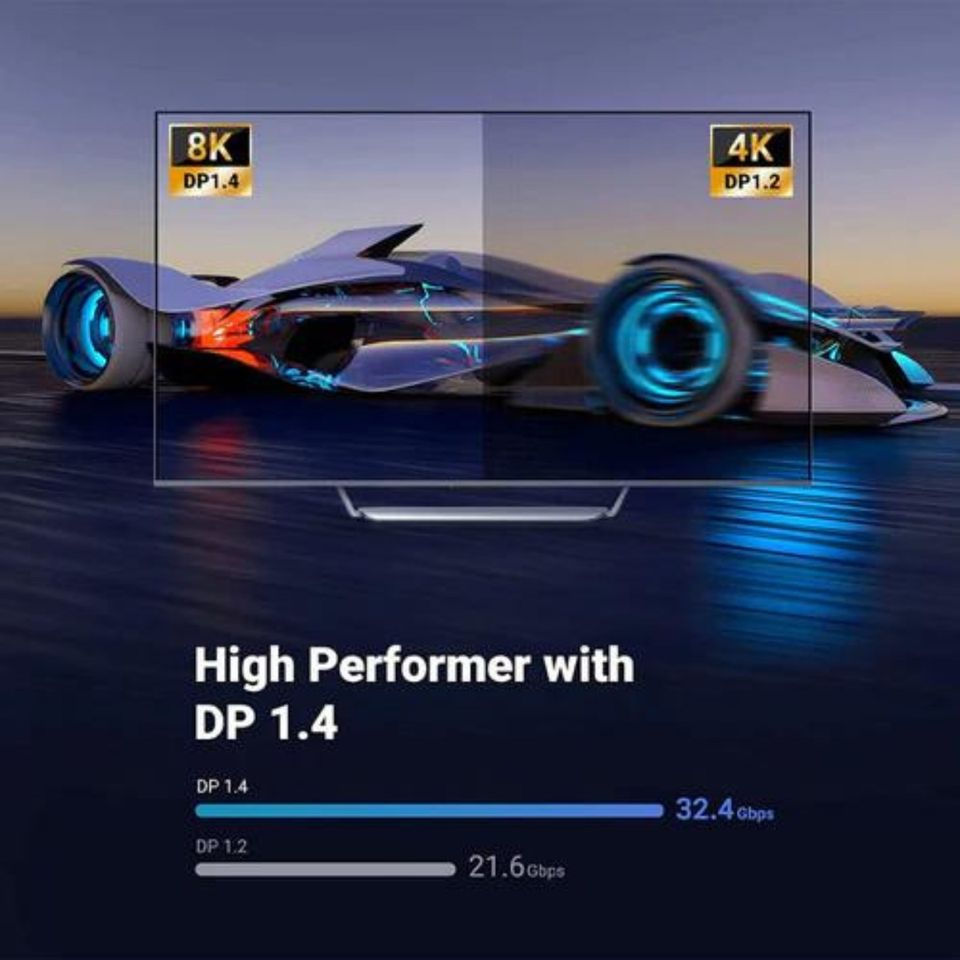 Miniatura: UGREEN Cable Displayport V1.4 8K 60hz 4K 2K Macho 1m Extensor Pantalla #80391