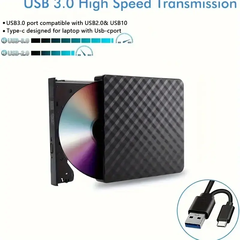 Miniatura: Unidad de CD DVD grabadora de CD ultradelgada con USB 3.0 HUB USB +TIPO C + TF/S