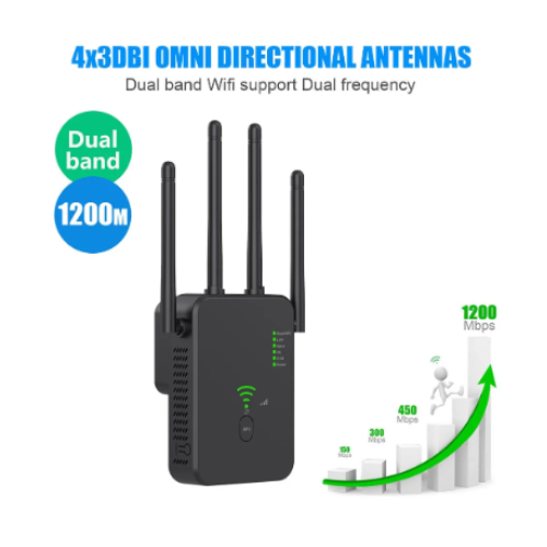 Repetidor Wifi Inalámbrico 5ghz/2,4ghz 4antenas 1200mb Dualb